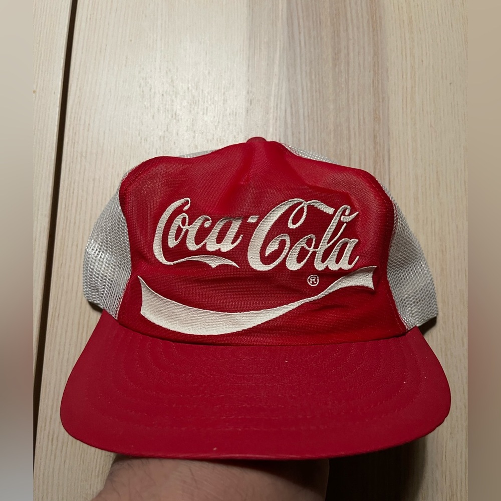 Vintage Coca Cola Script Logo Trucker Snapback Hat‎